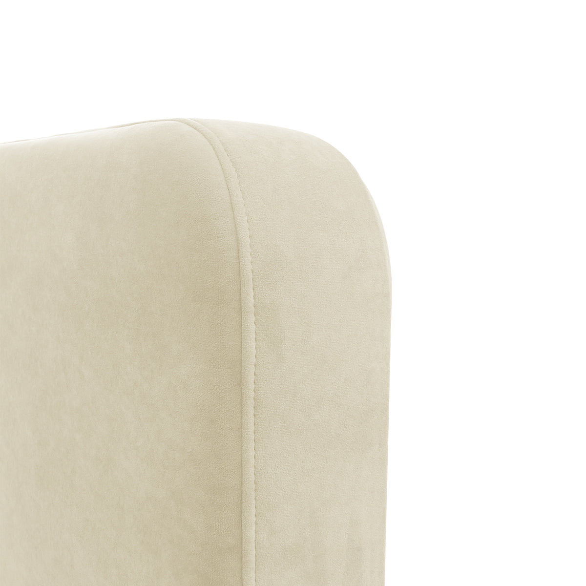 Détail tête de lit du lit coffre 140x190 cm velours beige ANTON