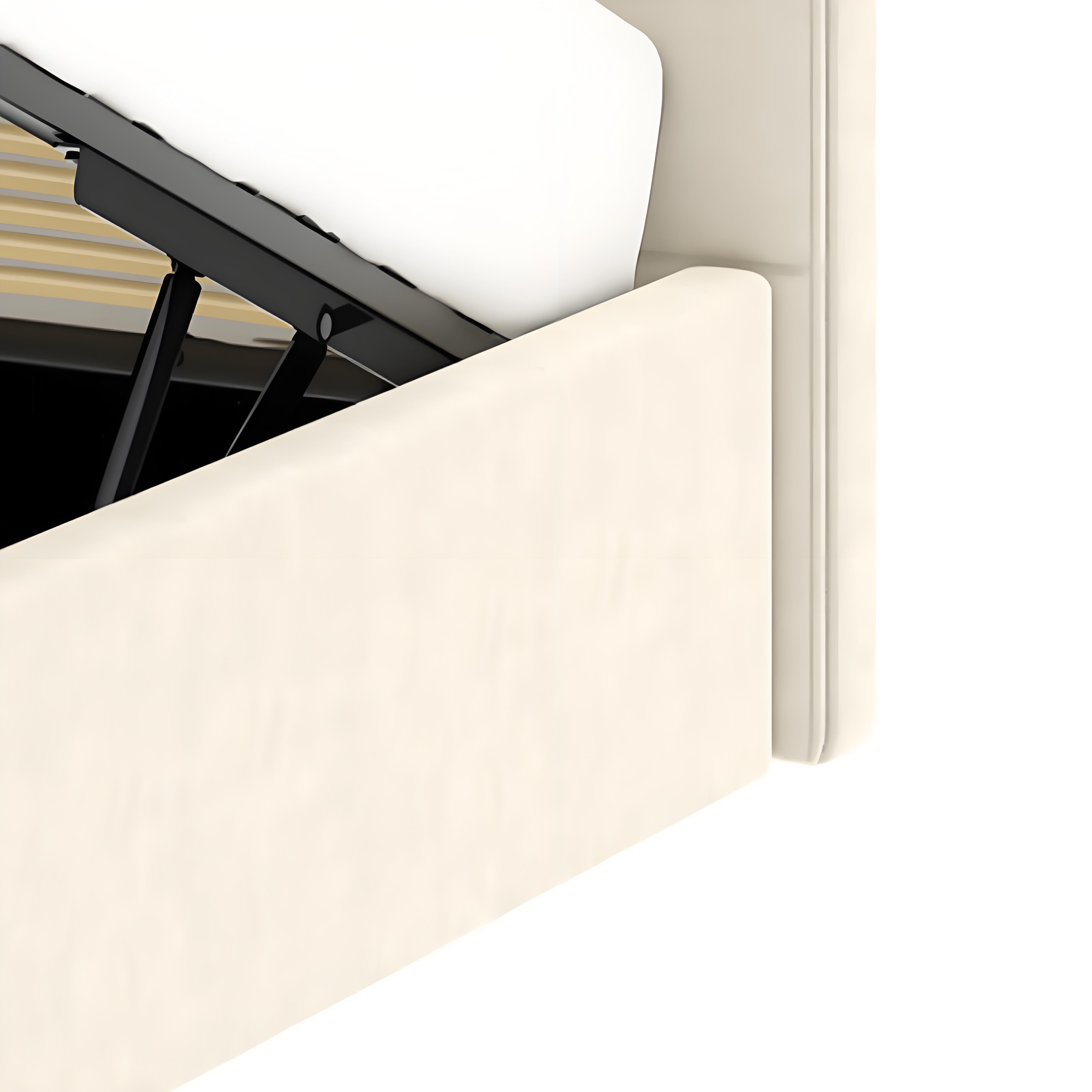 Détail coffre du lit coffre 160x200 cm velours beige ANTON