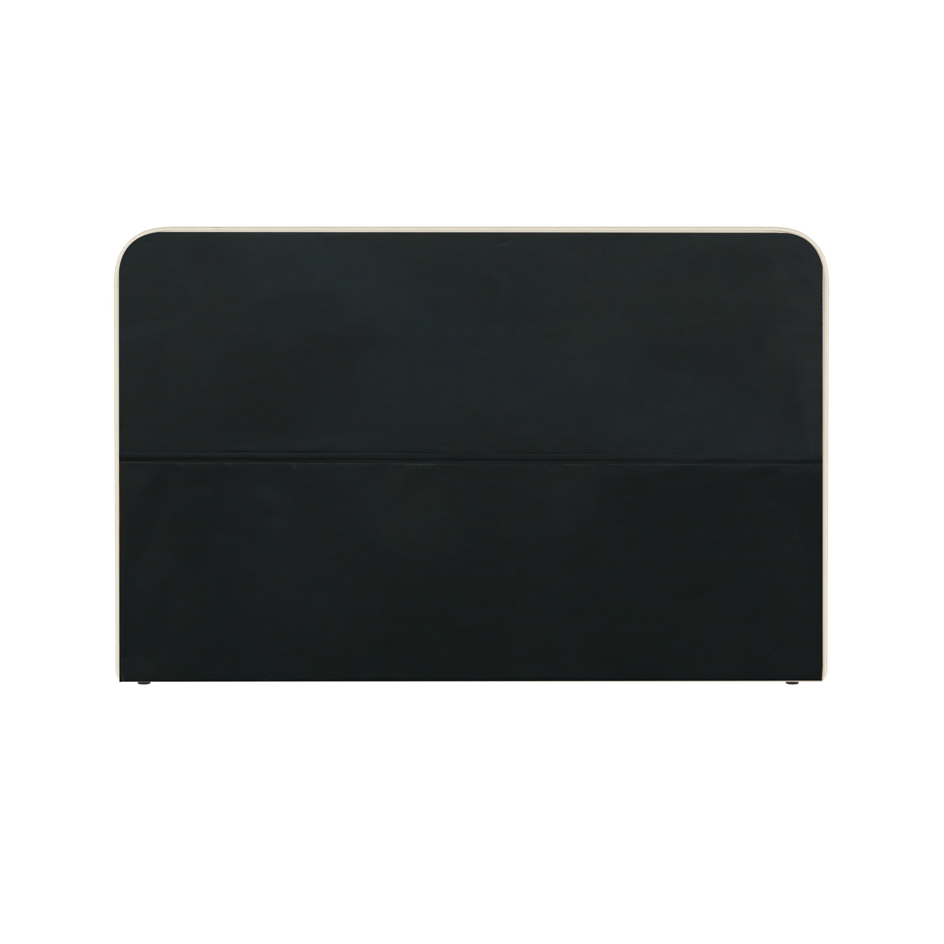 Vue de dos du lit coffre tête de lit haute 160x200 cm velours beige ANTON