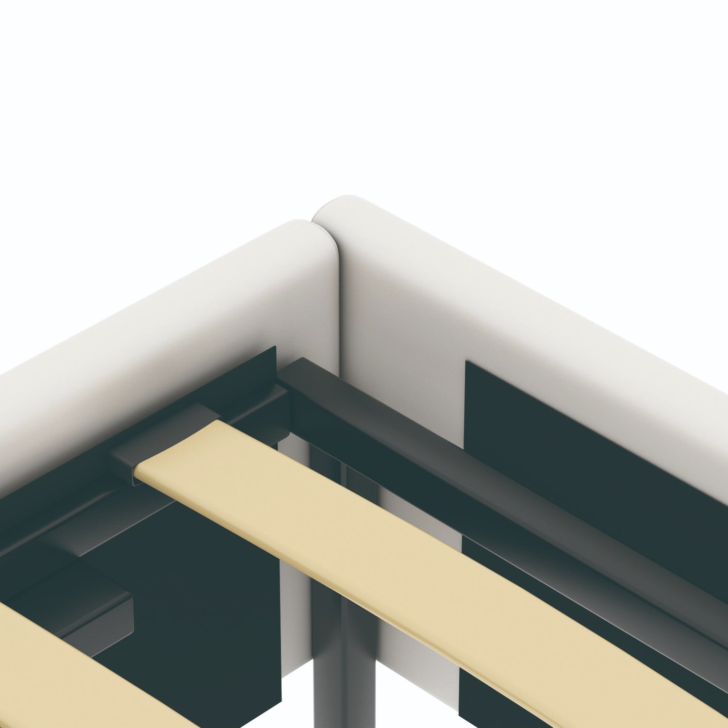 Détail du sommier du lit coffre plateforme 90x190 cm PU blanc LANCE