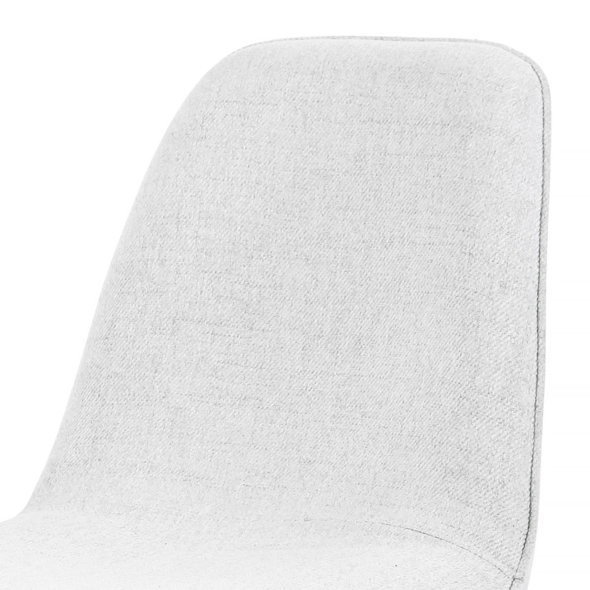 Détail du dossier de la chaise LORA finition tissu blanc gris clair