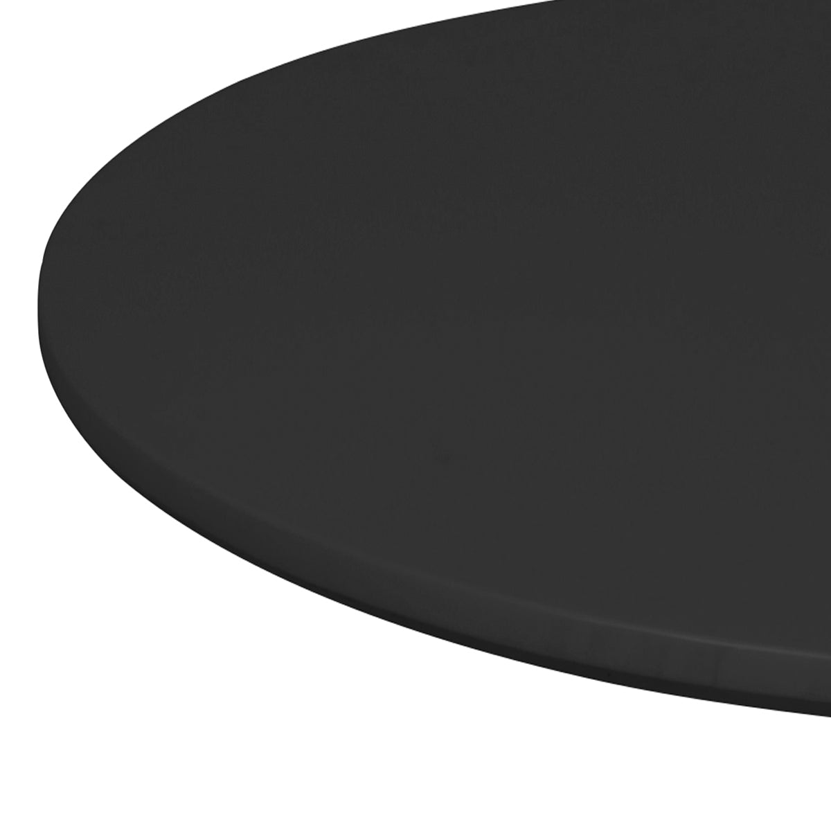 Détail du plateau laqué noir de la table TULIPS