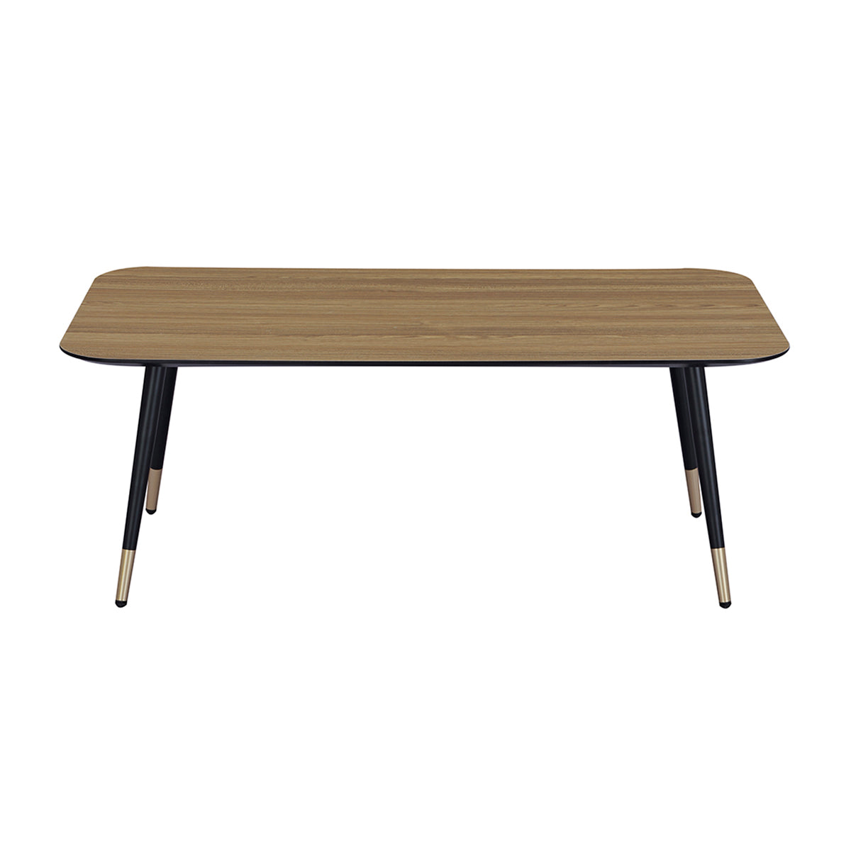 Vue de face de la table basse rectangulaire MATIS dimensions 110 x 60 cm en finition mélaminé imitation chêne