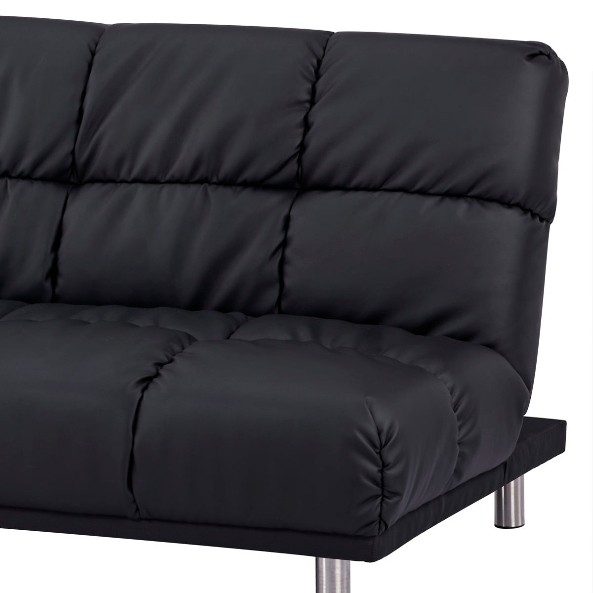 Détail du dossier du canapé-lit clic clac MELLOW 3 places en finition PU noire